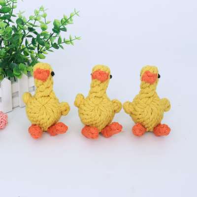 Customized cute duck design cotton dog rope toy for dog dental care